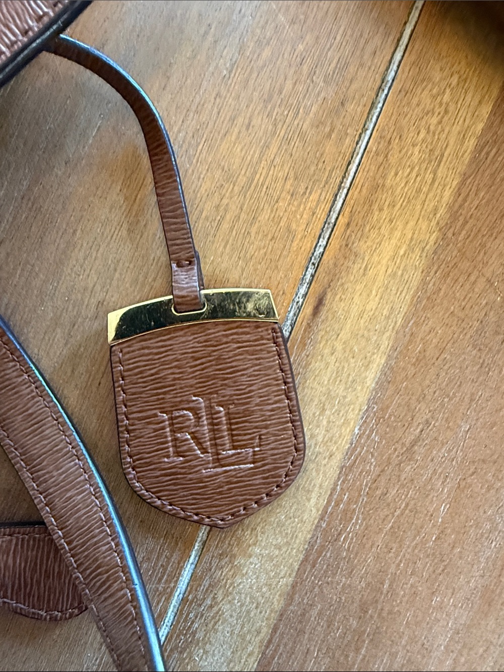Ralph Lauren Brown Leather Tote with Gold Accents - Picture 3 of 8